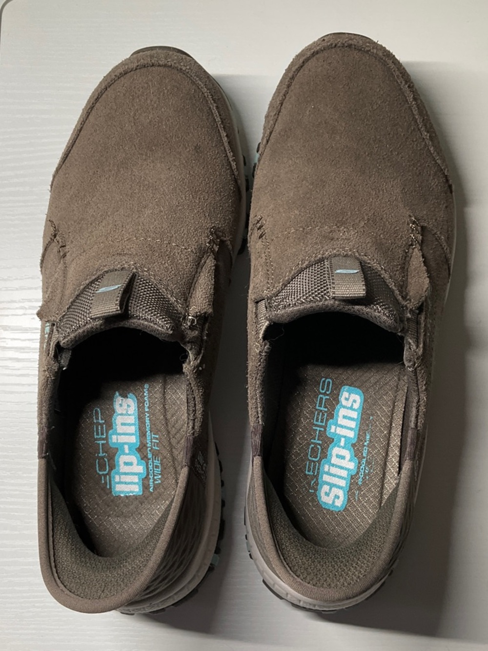 Skechers Women’s Slip-On “Trail” Sneakers in Dk Brown with-Teal Accents 7.5 - Picture 6 of 7